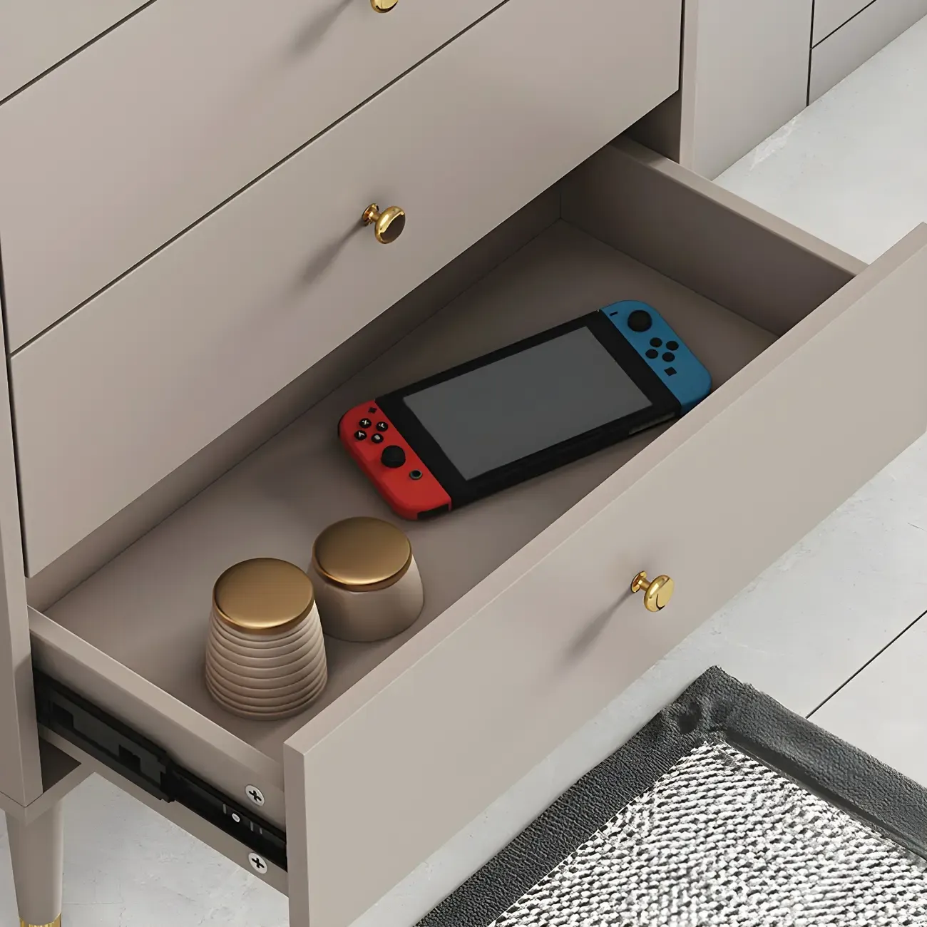 Modern Wooden Vertical Dresser with Soft-Close Drawers Image - 12