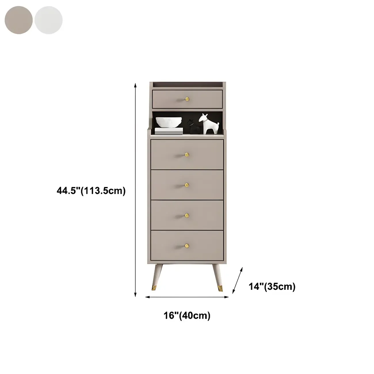Modern Wooden Vertical Dresser with Soft-Close Drawers #size