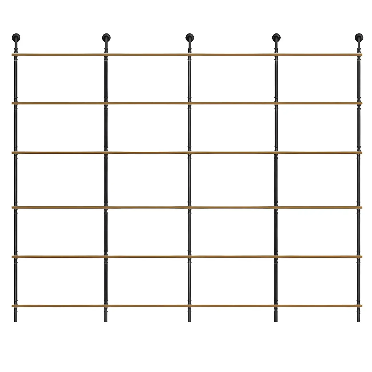 Industrial Black Wood Wall-Mounted Bookcase Image - 3