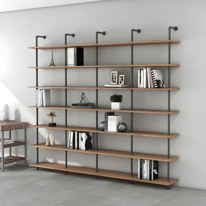 Industrial Black Wood Wall-Mounted Bookcase Image - 6