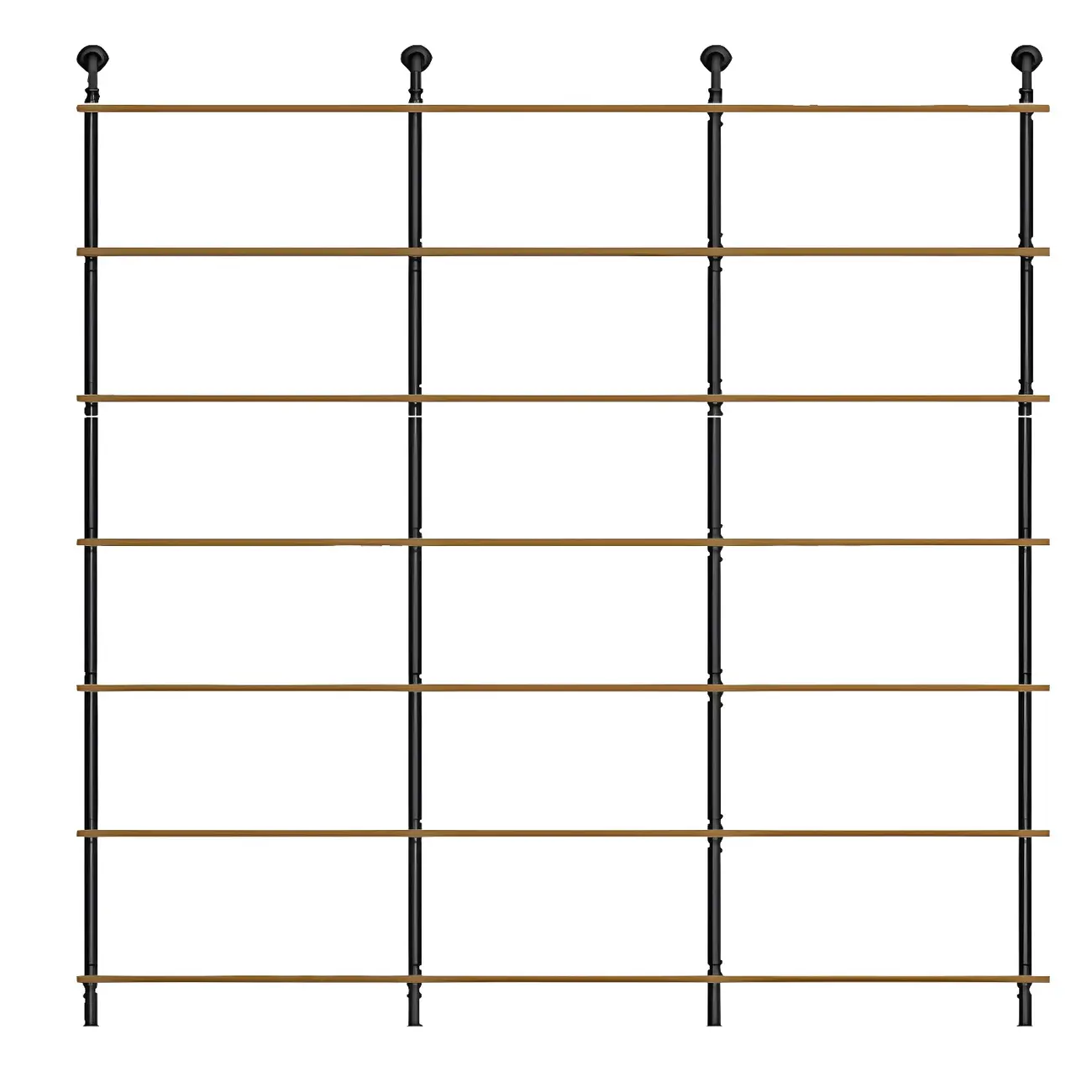 Industrial Black Wood Wall-Mounted Bookcase Image - 7 | homeyfad