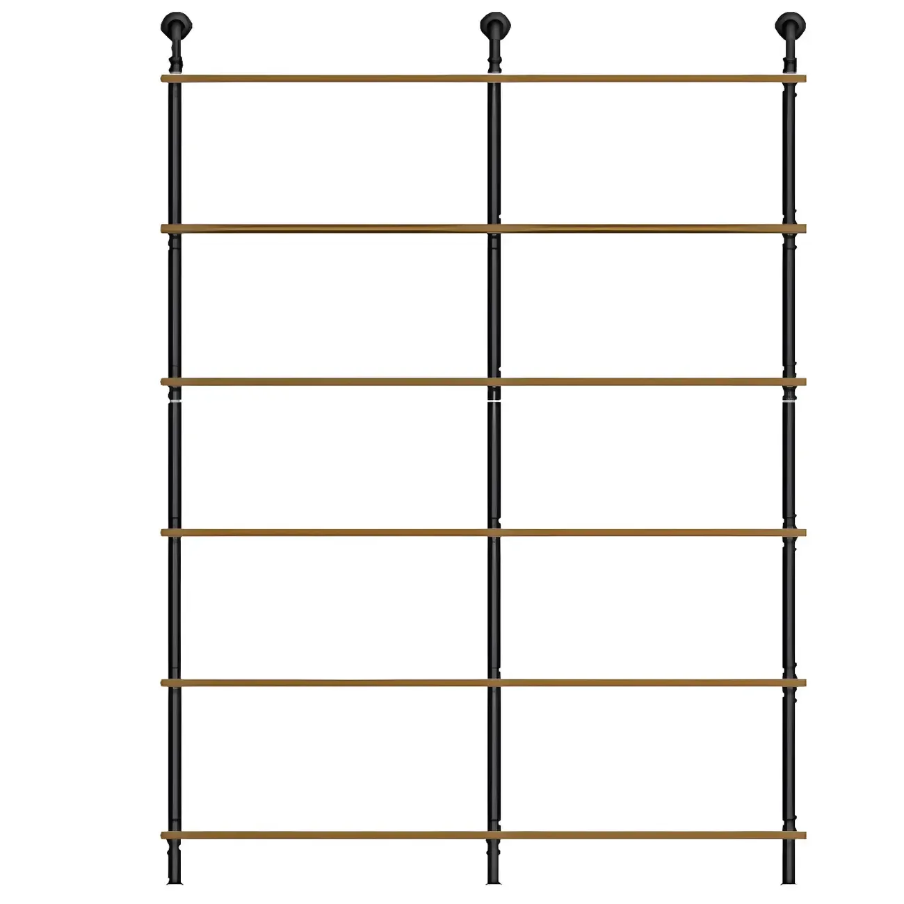 Industrial Black Wood Wall-Mounted Bookcase Image - 9