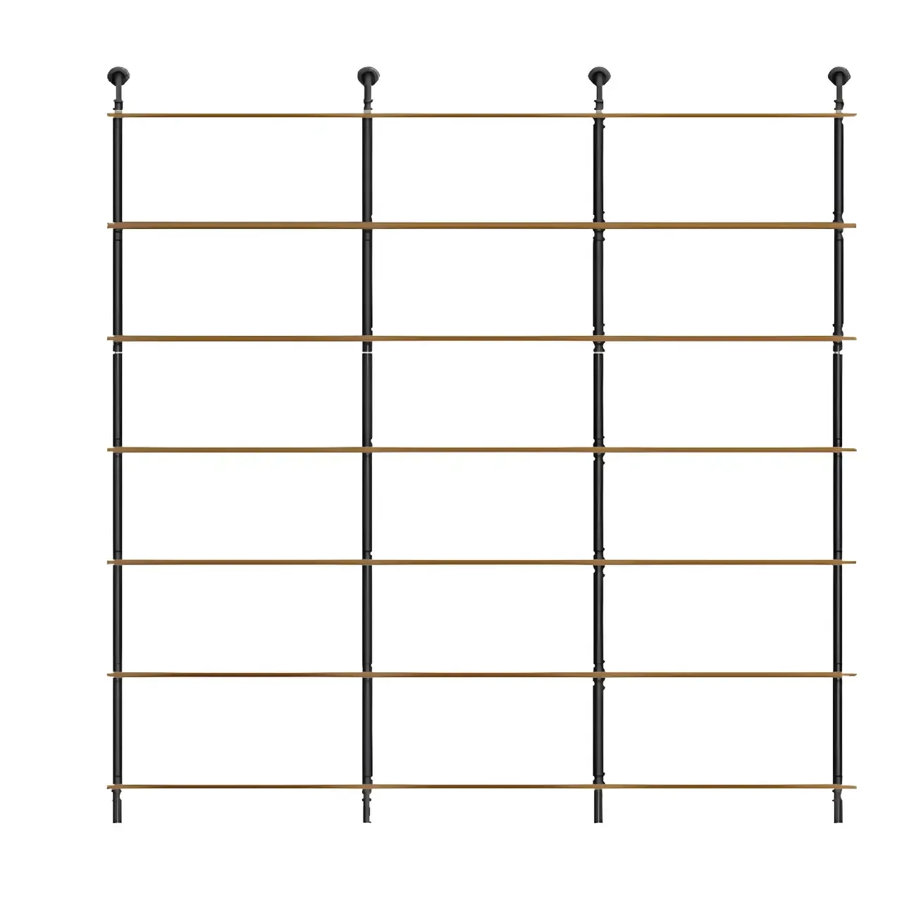 Industrial Black Wood Wall-Mounted Bookcase Image - 17