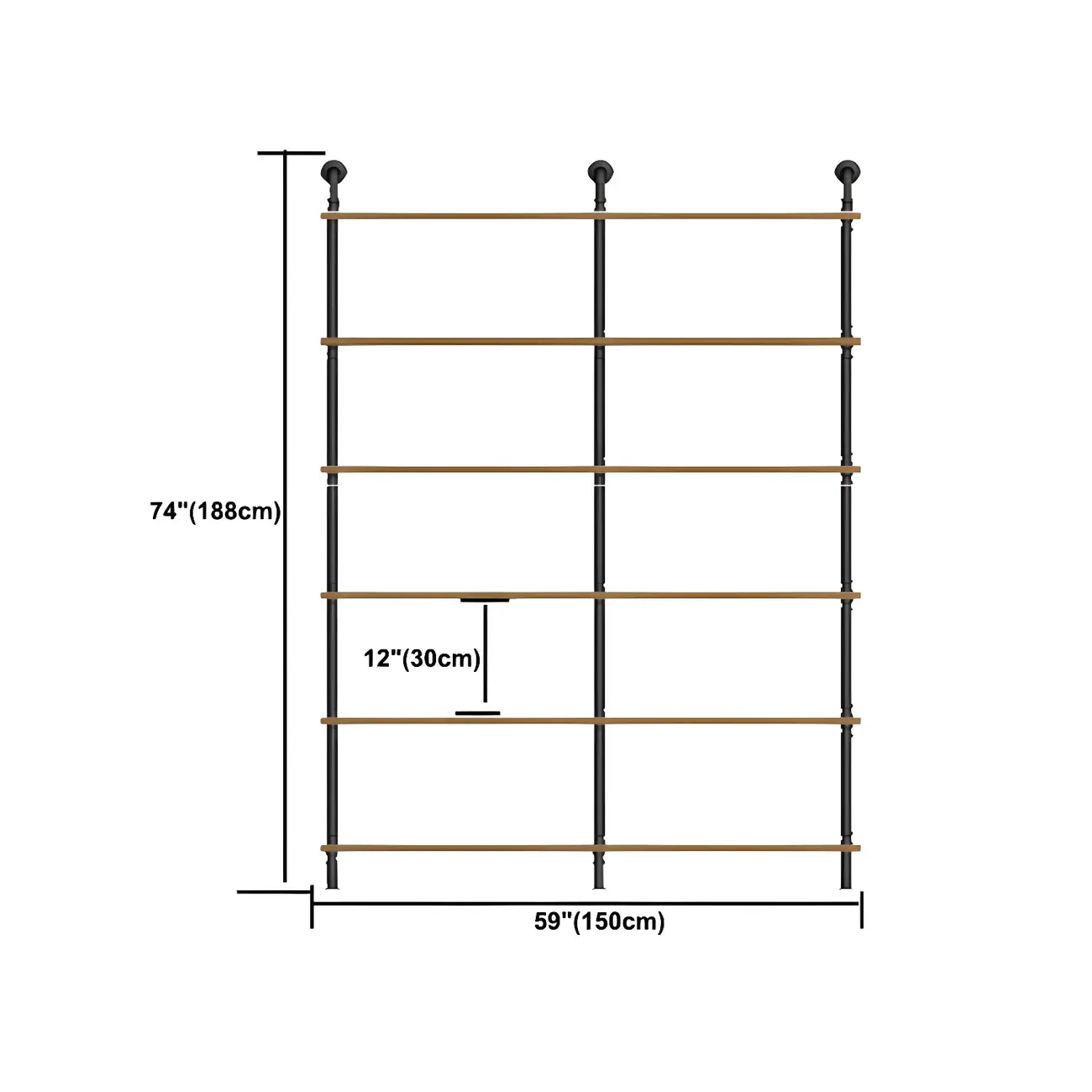 Industrial Black Wood Wall-Mounted Bookcase Image - 21 | homeyfad
