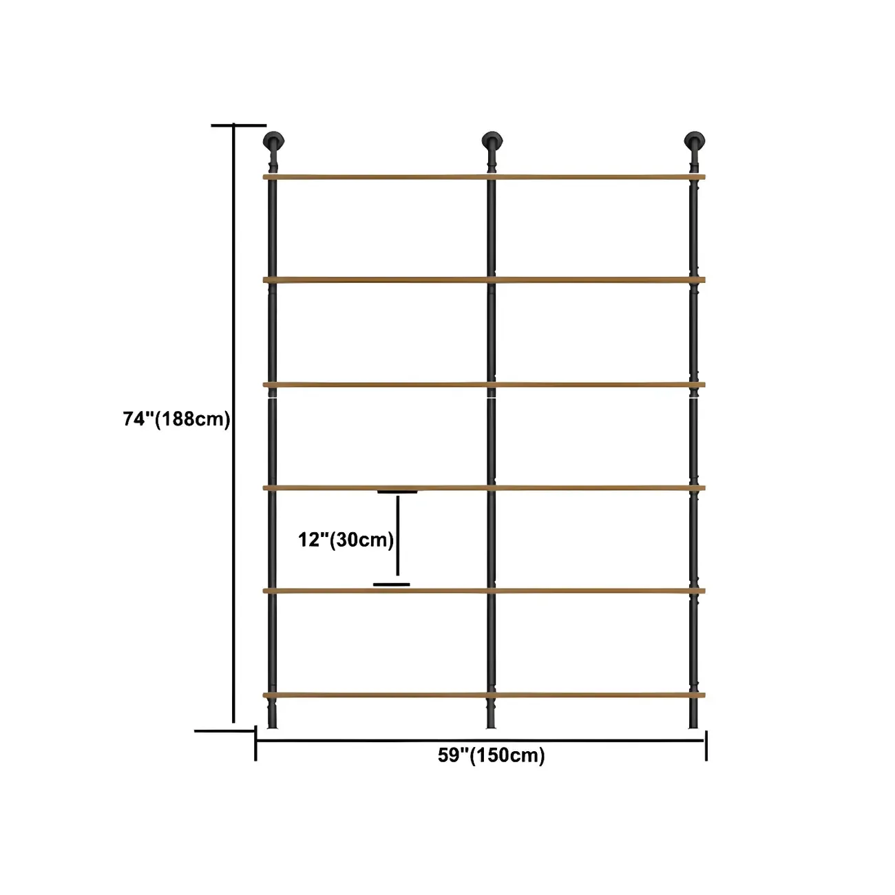 Industrial Black Wood Wall-Mounted Bookcase Image - 21