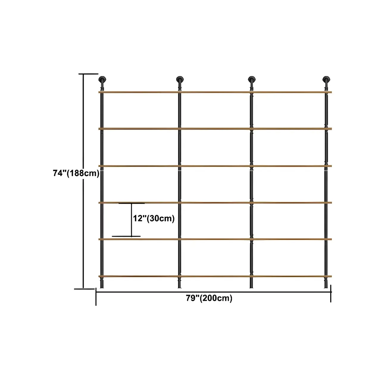 Industrial Black Wood Wall-Mounted Bookcase Image - 23