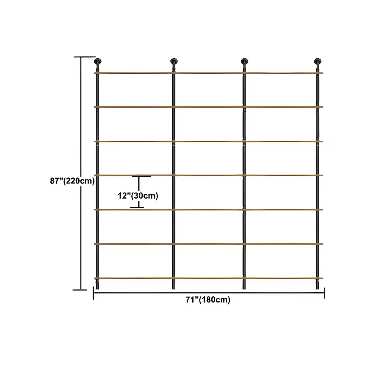 Industrial Black Wood Wall-Mounted Bookcase Image - 27