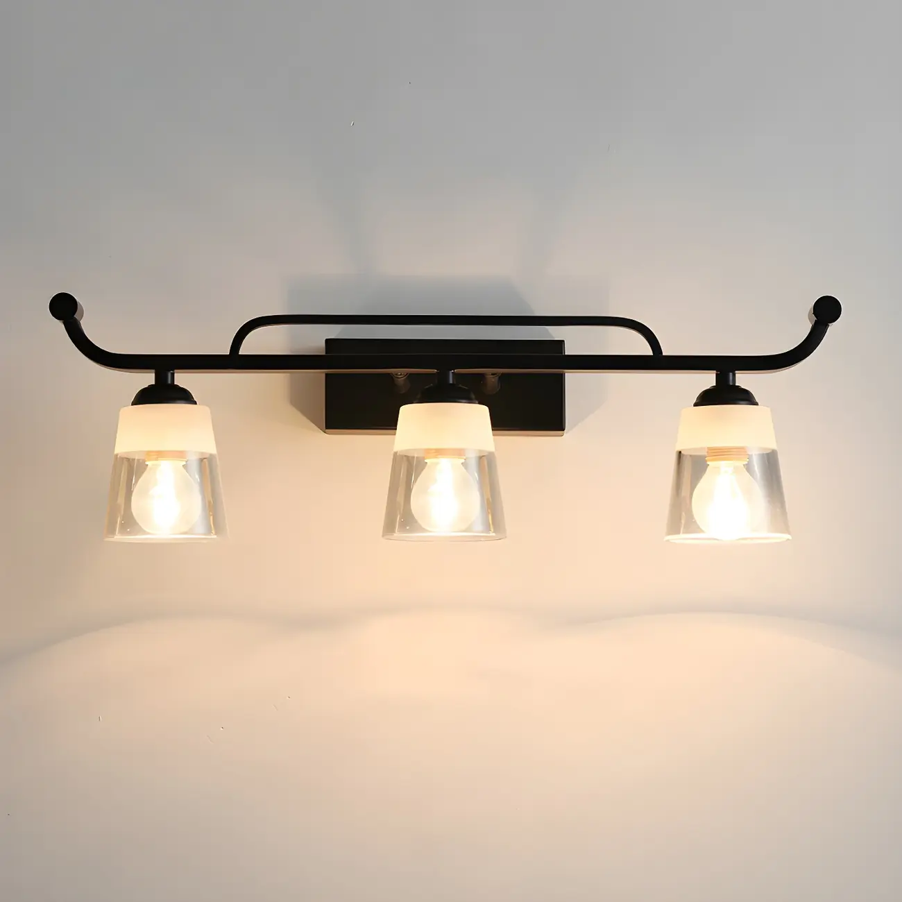3-Light Modern Straight Bell Glass Black Vanity Light for Bathroom  Image - 1 | homeyfad