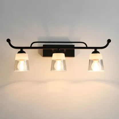3-Light Modern Straight Bell Glass Black Vanity Light for Bathroom  Image - 1