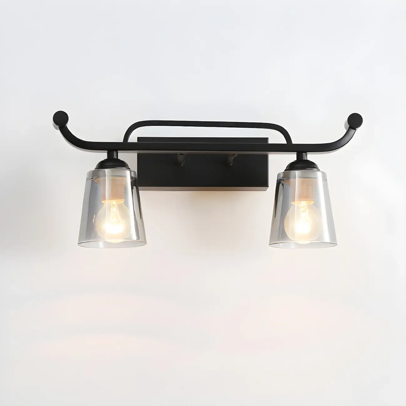3-Light Modern Straight Bell Glass Black Vanity Light for Bathroom  Image - 3