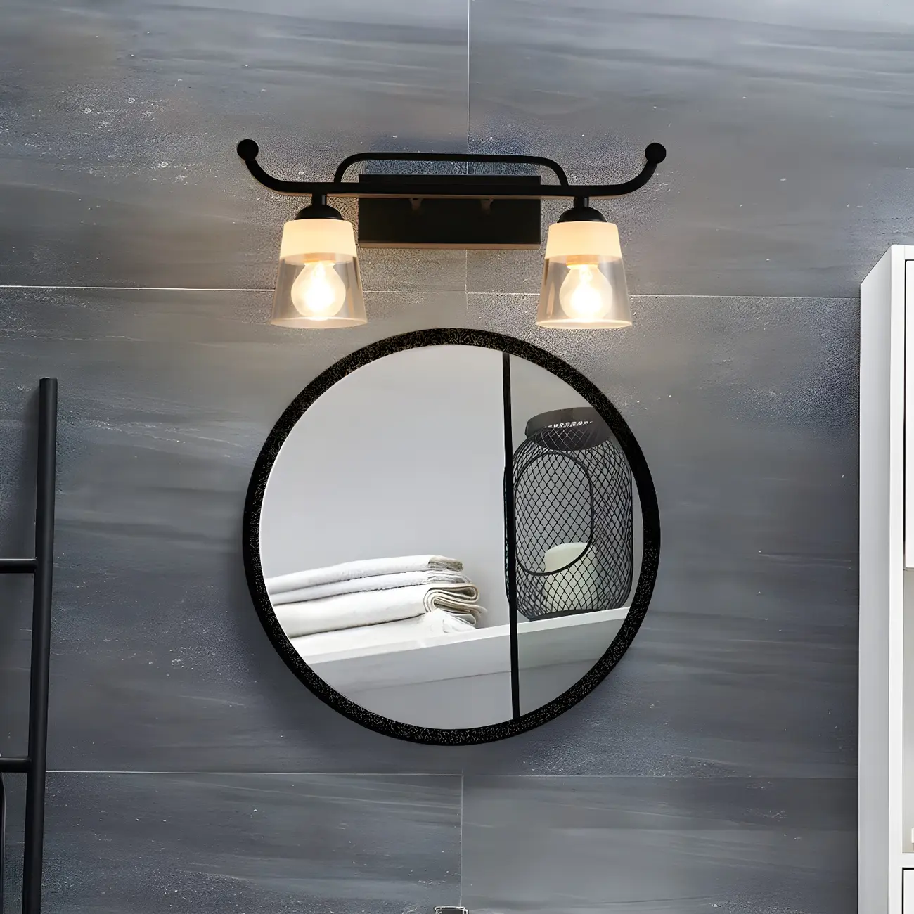 3-Light Modern Straight Bell Glass Black Vanity Light for Bathroom  Image - 4 | homeyfad