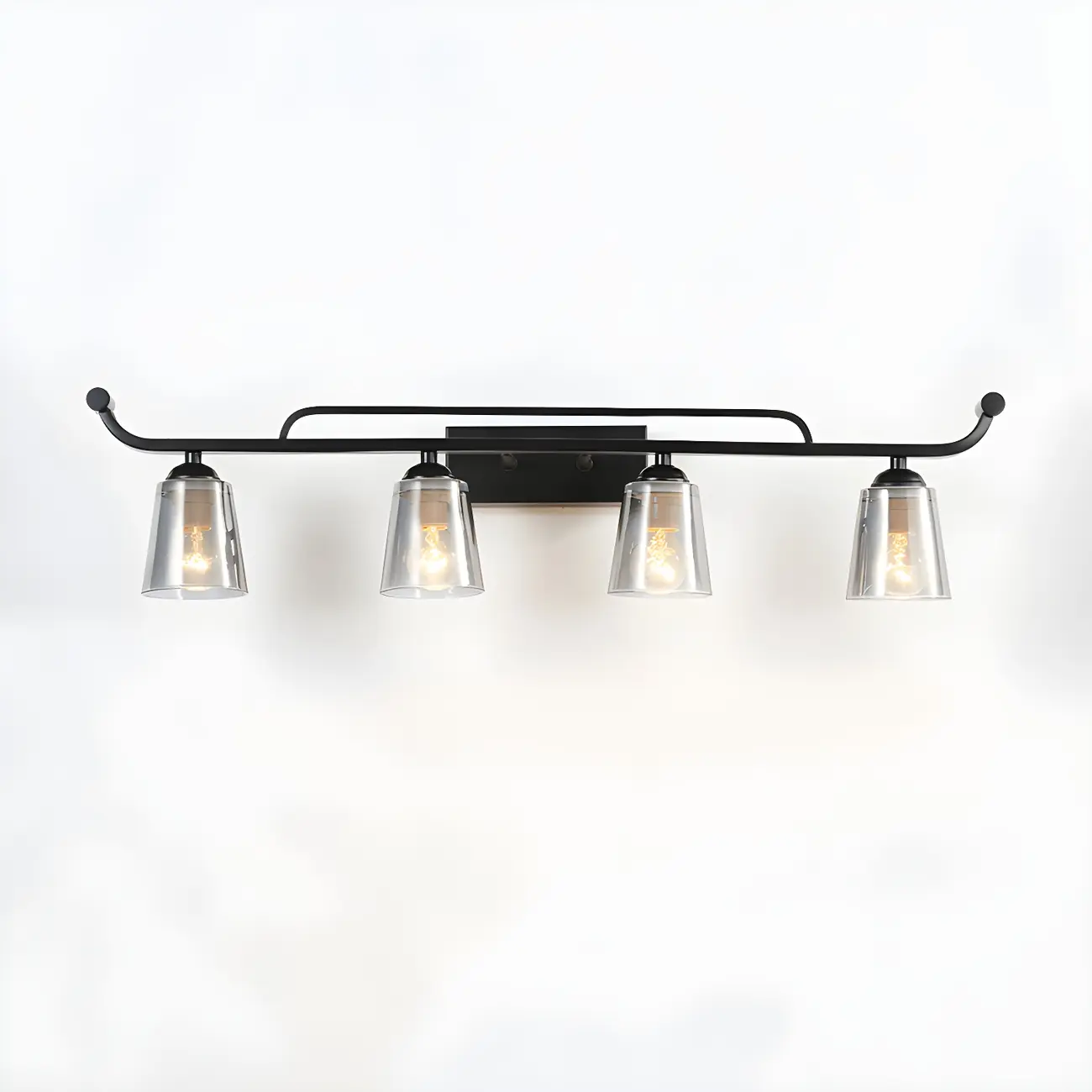 3-Light Modern Straight Bell Glass Black Vanity Light for Bathroom  Image - 6 | homeyfad