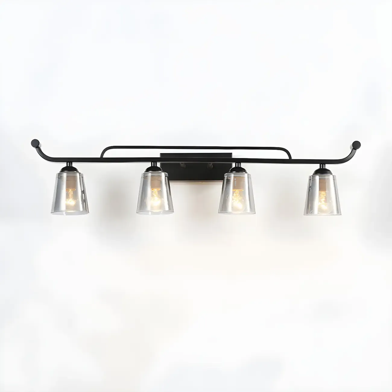 3-Light Modern Straight Bell Glass Black Vanity Light for Bathroom  Image - 6