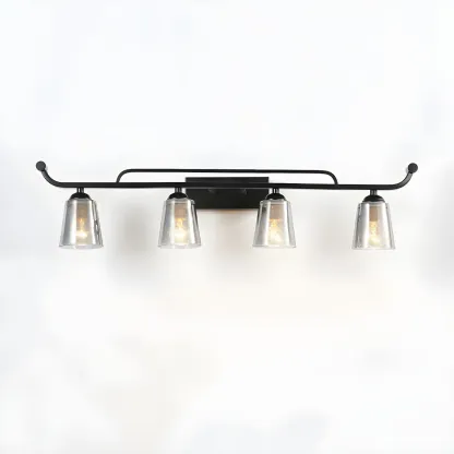 3-Light Modern Straight Bell Glass Black Vanity Light for Bathroom  Image - 6