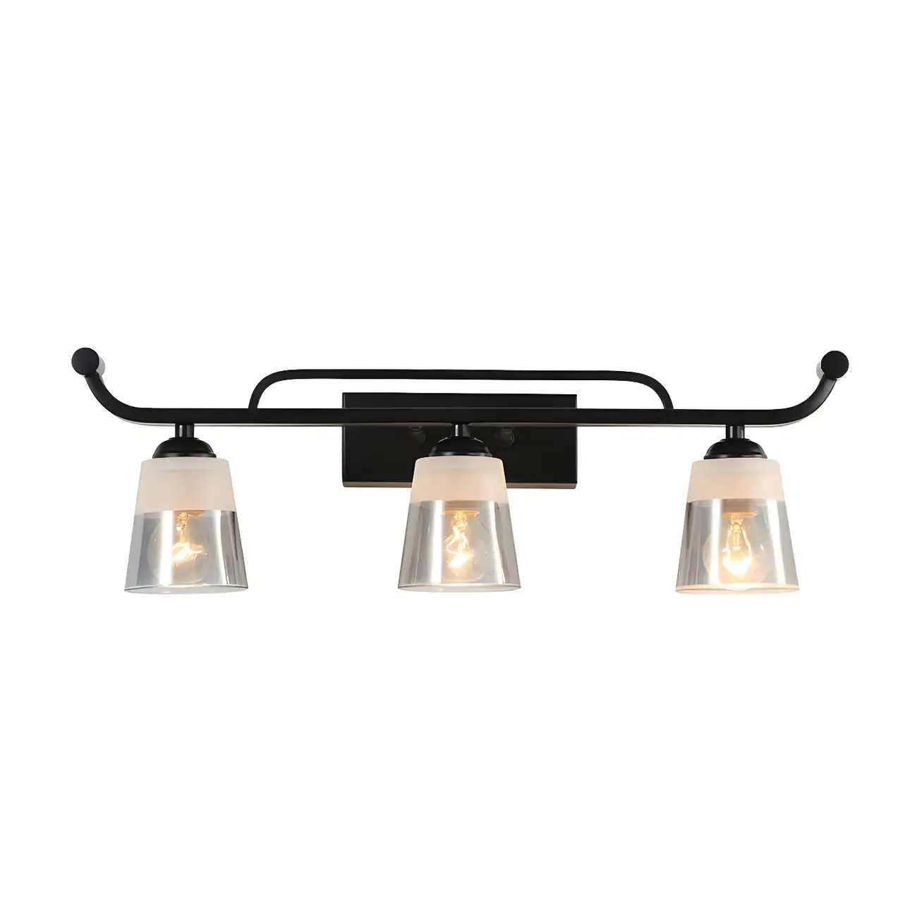 3-Light Modern Straight Bell Glass Black Vanity Light for Bathroom  Image - 8