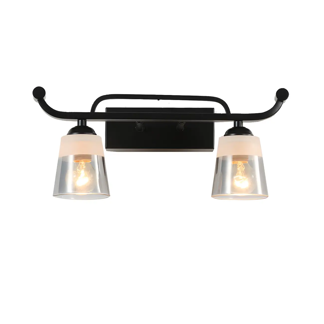 3-Light Modern Straight Bell Glass Black Vanity Light for Bathroom  Image - 9 | homeyfad