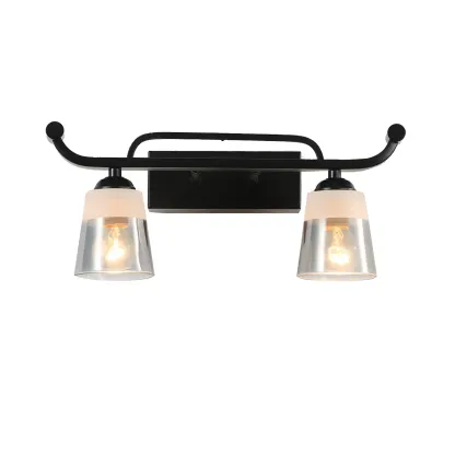 3-Light Modern Straight Bell Glass Black Vanity Light for Bathroom  Image - 9