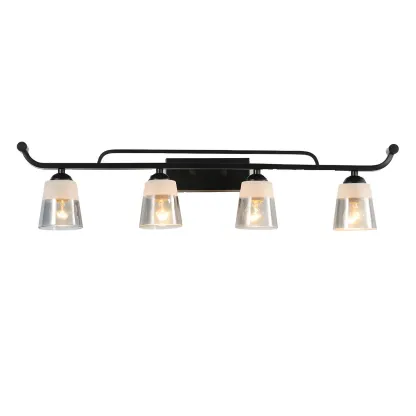 3-Light Modern Straight Bell Glass Black Vanity Light for Bathroom  Image - 10