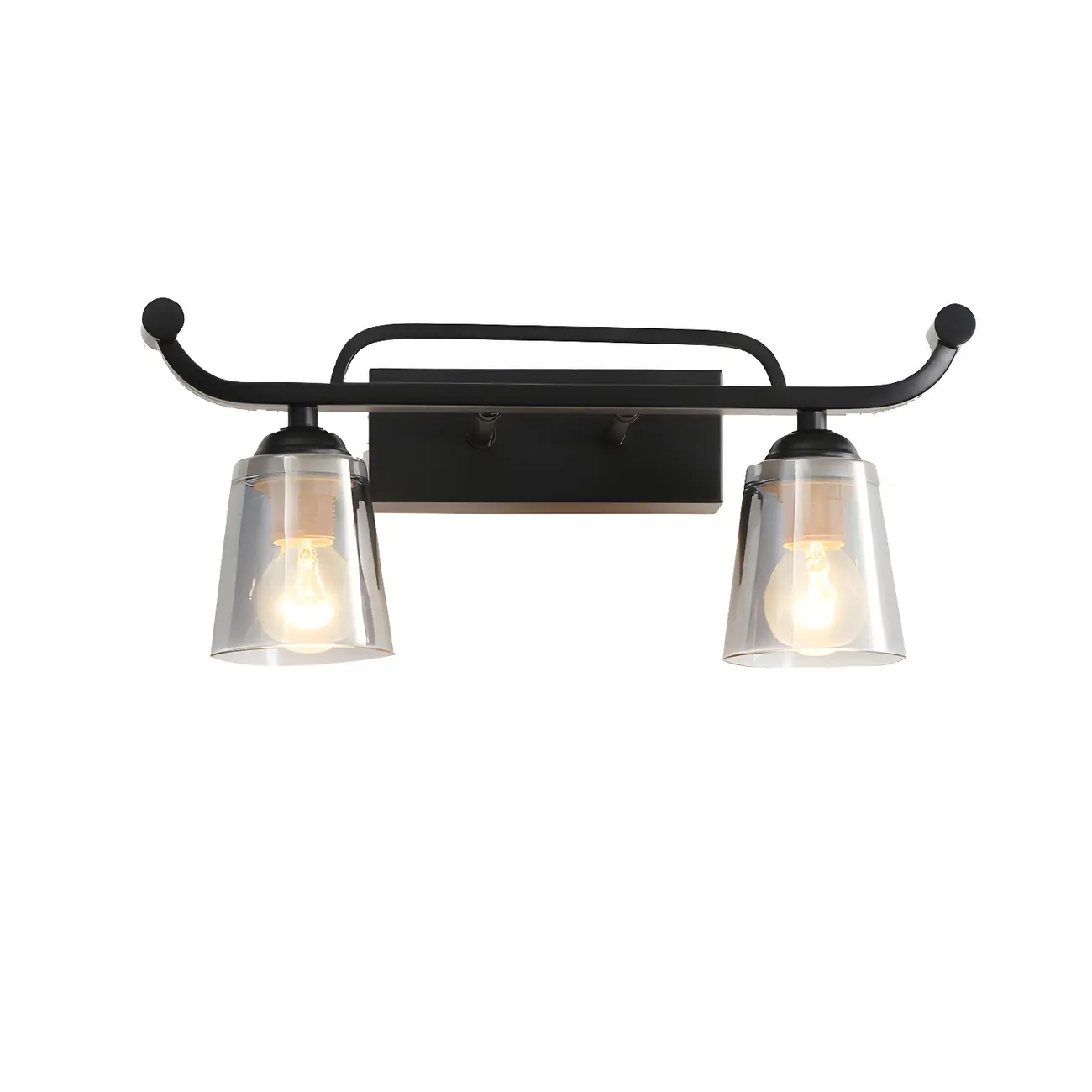 3-Light Modern Straight Bell Glass Black Vanity Light for Bathroom  Image - 11 | homeyfad
