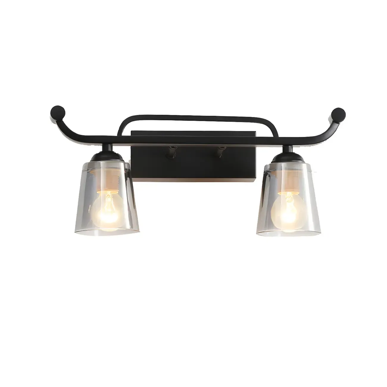 3-Light Modern Straight Bell Glass Black Vanity Light for Bathroom  Image - 11