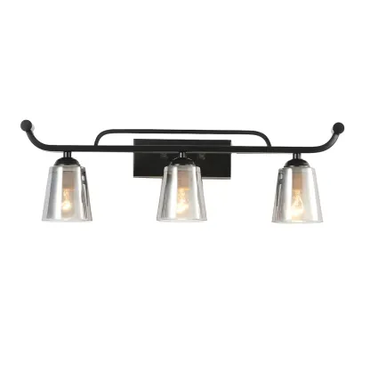 3-Light Modern Straight Bell Glass Black Vanity Light for Bathroom  Image - 12