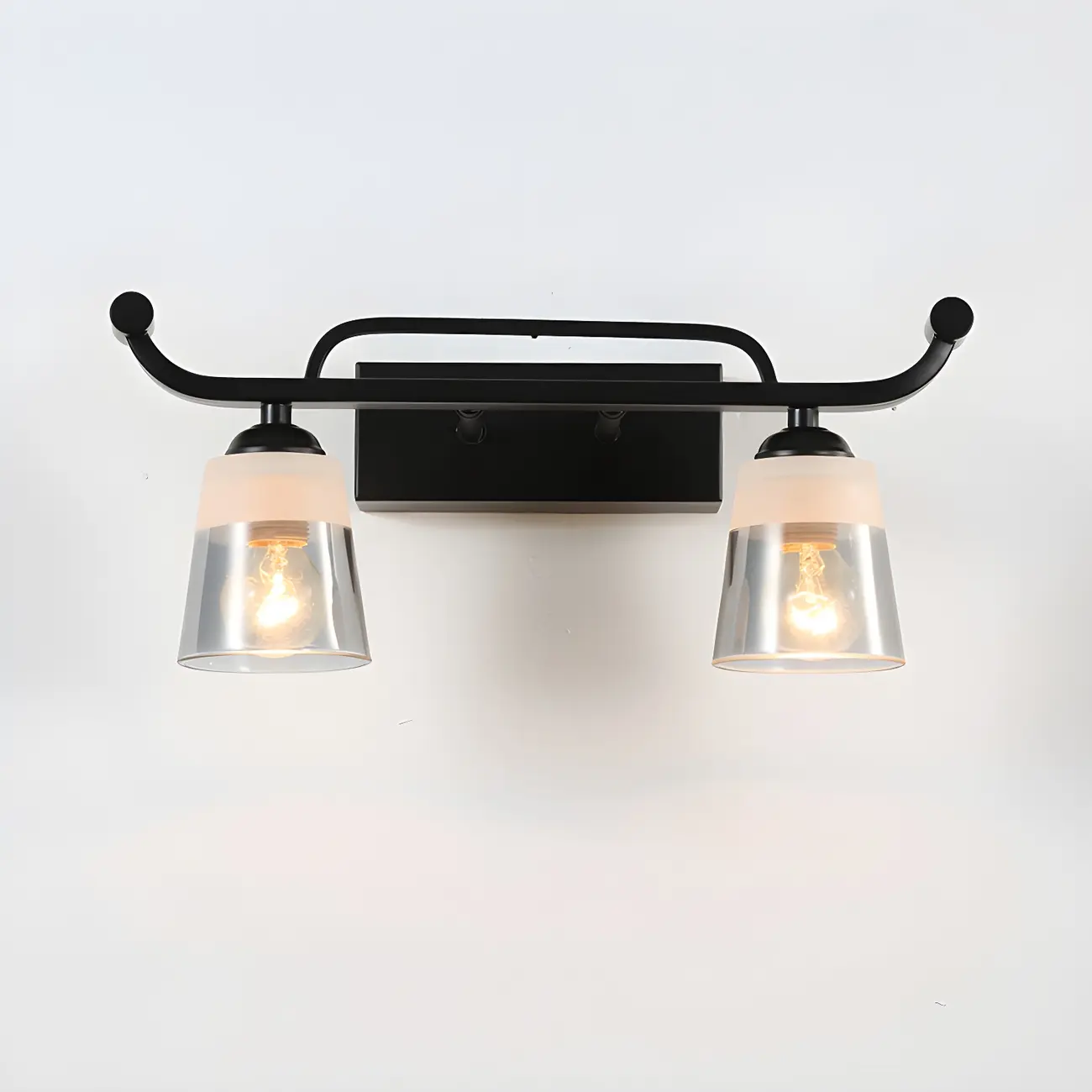 3-Light Modern Straight Bell Glass Black Vanity Light for Bathroom  Image - 13 | homeyfad