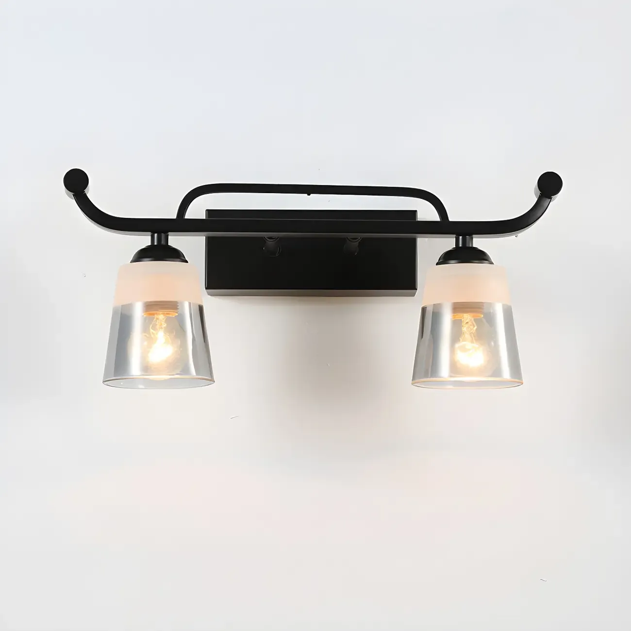 3-Light Modern Straight Bell Glass Black Vanity Light for Bathroom  Image - 13