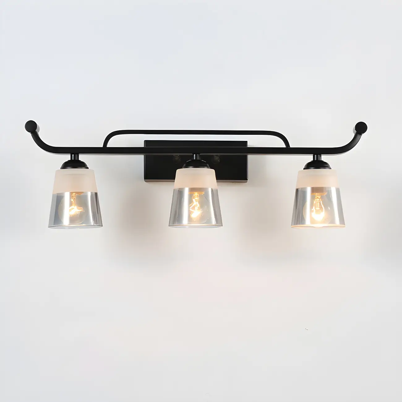 3-Light Modern Straight Bell Glass Black Vanity Light for Bathroom  Image - 14 | homeyfad