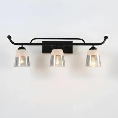 3-Light Modern Straight Bell Glass Black Vanity Light for Bathroom  Image - 14