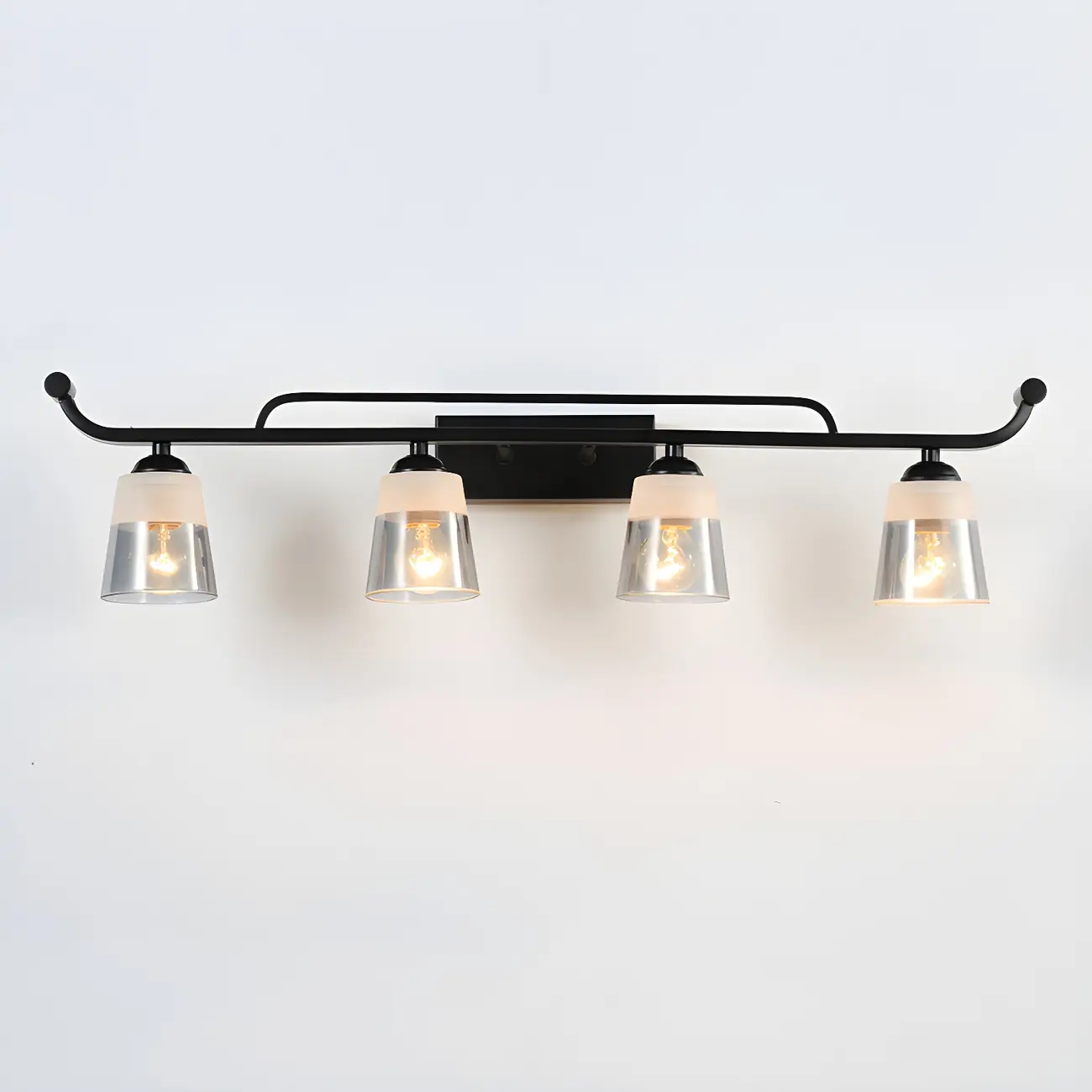 3-Light Modern Straight Bell Glass Black Vanity Light for Bathroom  Image - 15 | homeyfad