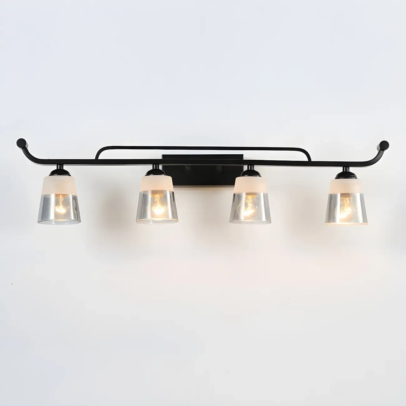 3-Light Modern Straight Bell Glass Black Vanity Light for Bathroom  Image - 15