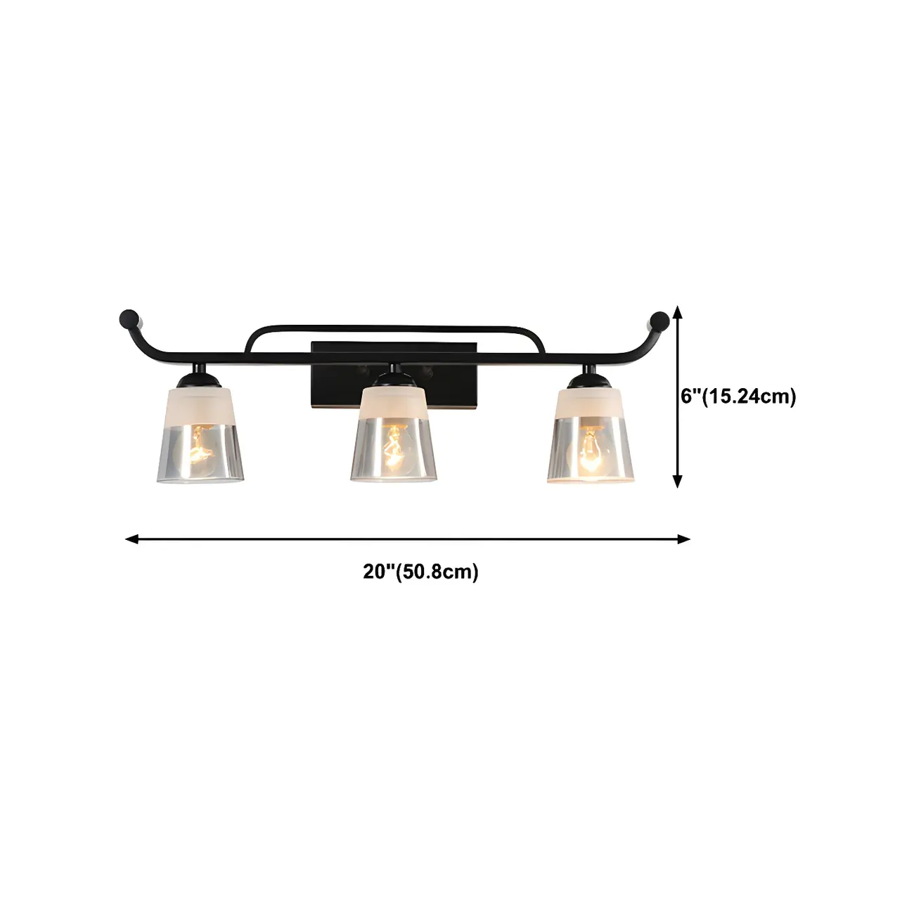 3-Light Modern Straight Bell Glass Black Vanity Light for Bathroom  Image - 20 | homeyfad
