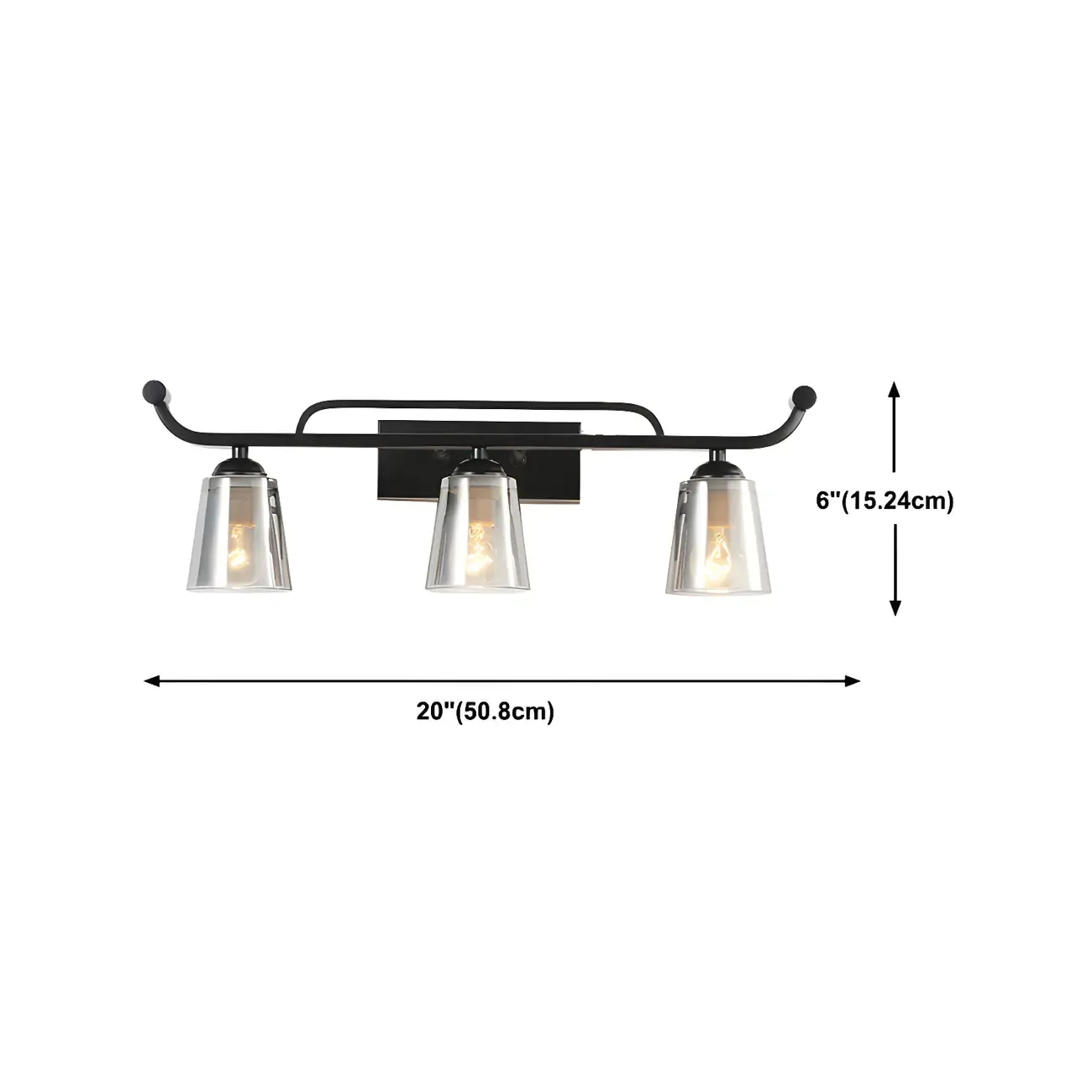 3-Light Modern Straight Bell Glass Black Vanity Light for Bathroom  Image - 23