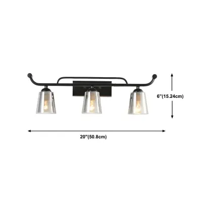 3-Light Modern Straight Bell Glass Black Vanity Light for Bathroom  Image - 23