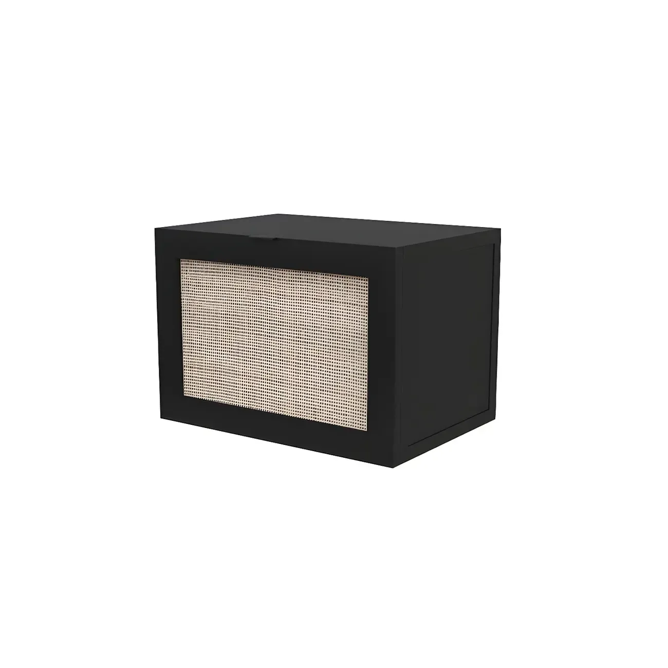 Modern Rattan Bedside Table in Green with Built in Storage Image - 9