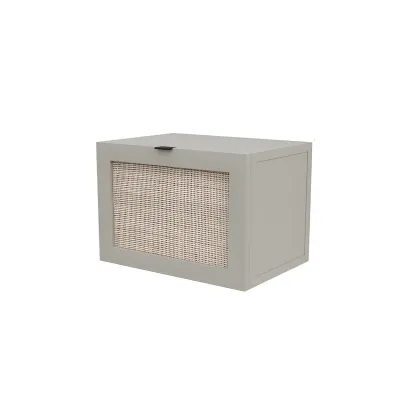 Modern Rattan Bedside Table in Green with Built in Storage Image - 11