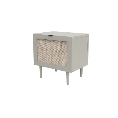 Modern Rattan Bedside Table in Green with Built in Storage Image - 12
