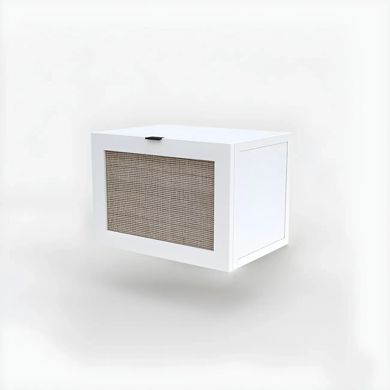 Modern Rattan Bedside Table in Green with Built in Storage Image - 13