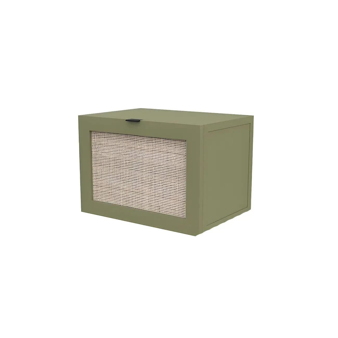 Modern Rattan Bedside Table in Green with Built in Storage Image - 14