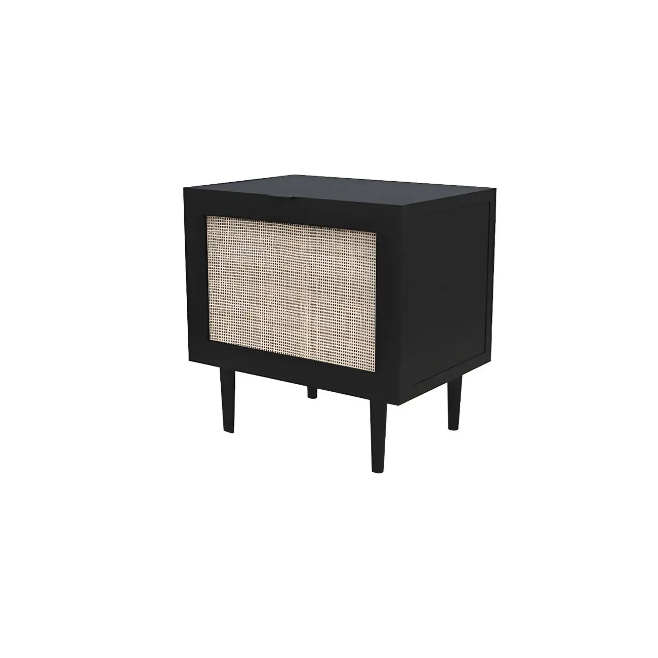 Modern Rattan Bedside Table in Green with Built in Storage Image - 15