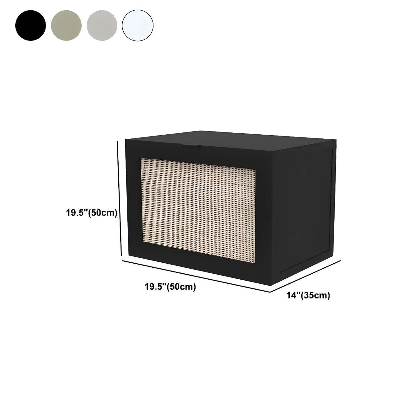 Modern Rattan Bedside Table in Green with Built in Storage #size