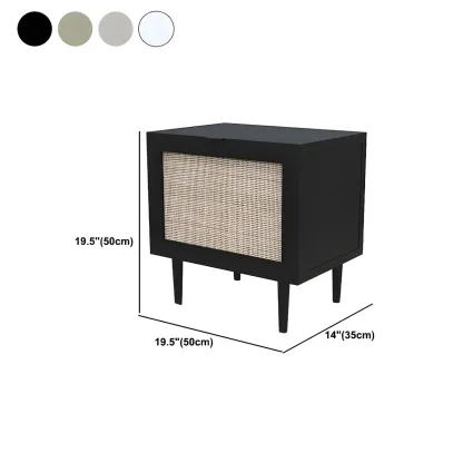 Modern Rattan Bedside Table in Green with Built in Storage Image - 18