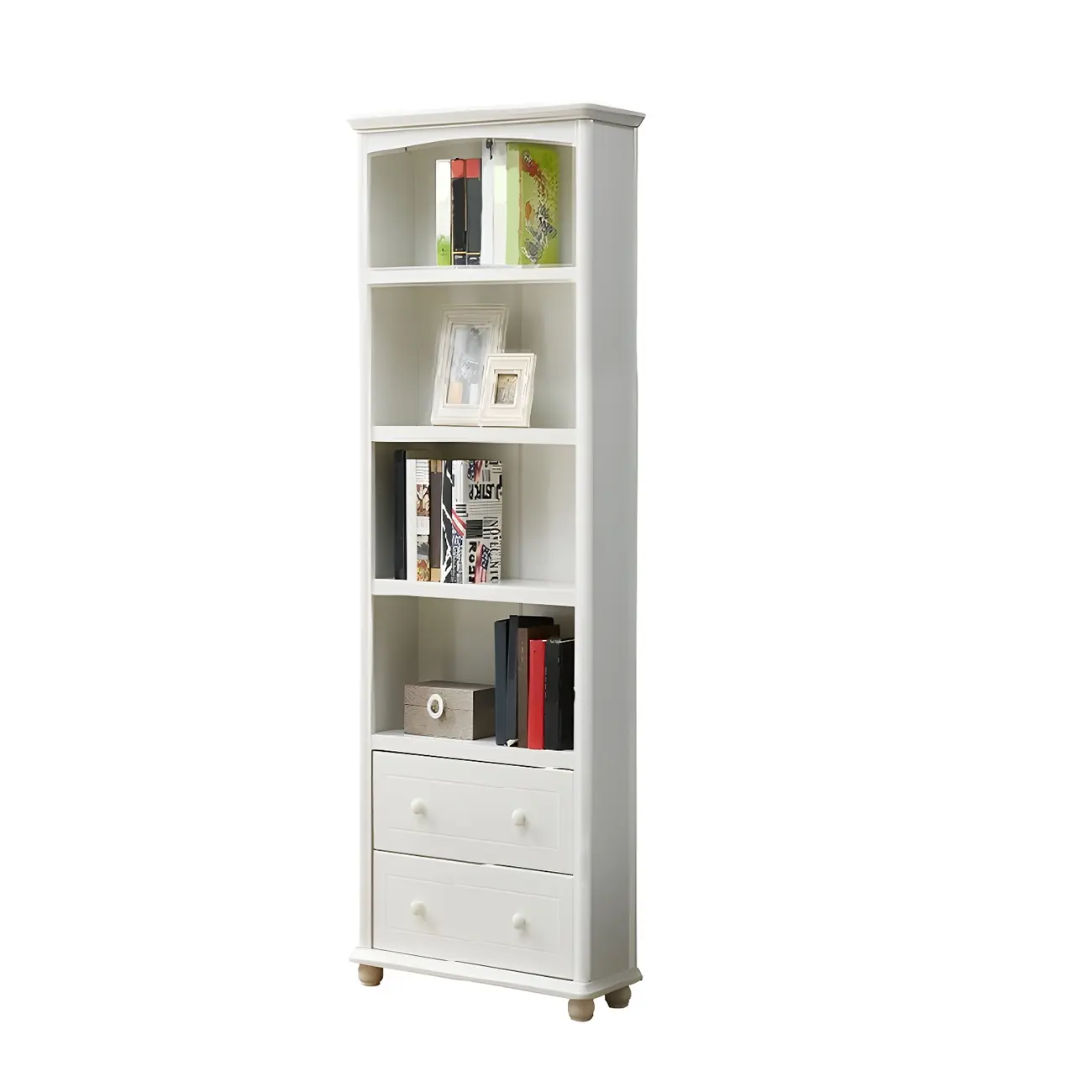 Modern White Wooden Bookcase with Storage for Home Office Image - 4 | homeyfad
