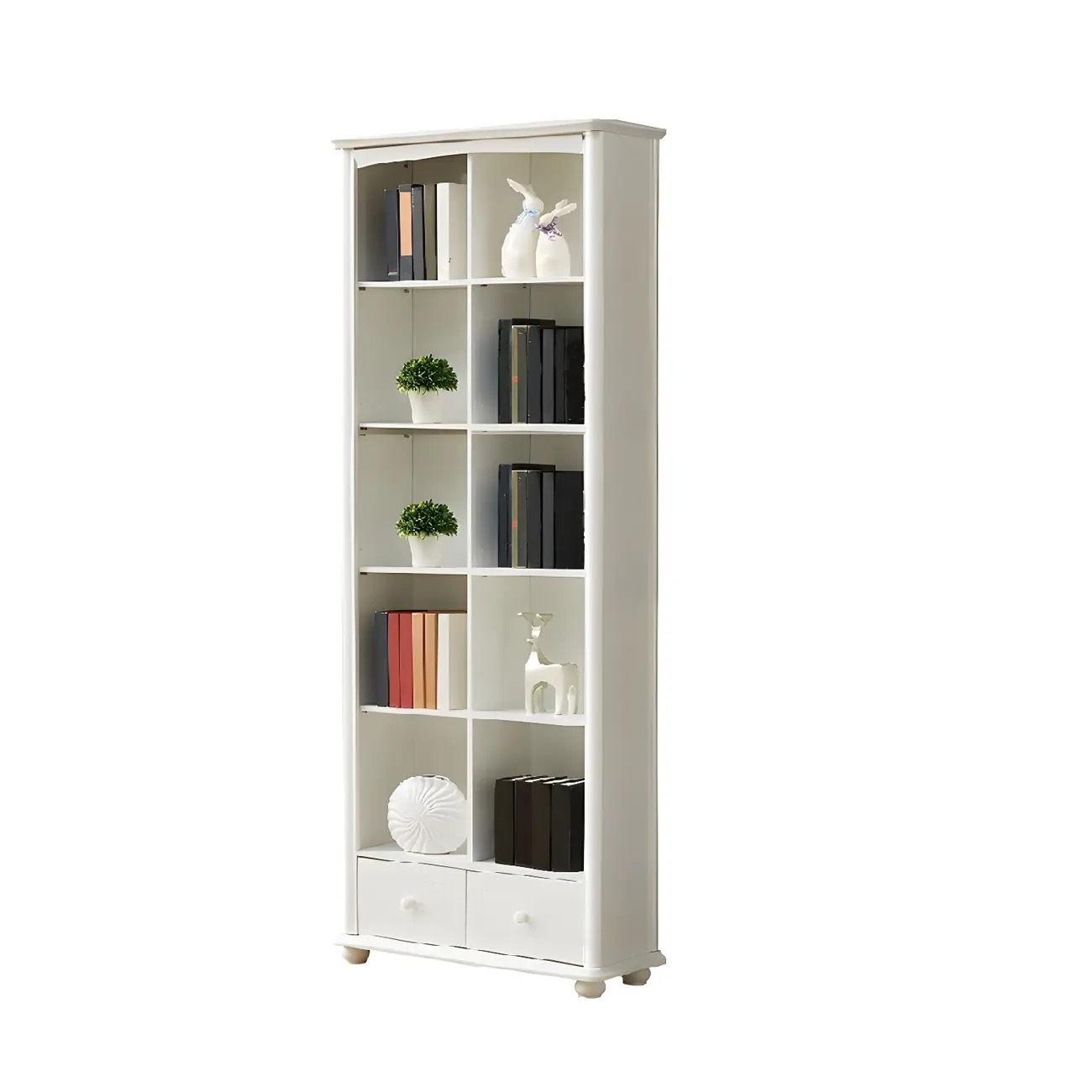 Modern White Wooden Bookcase with Storage for Home Office Image - 5 | homeyfad