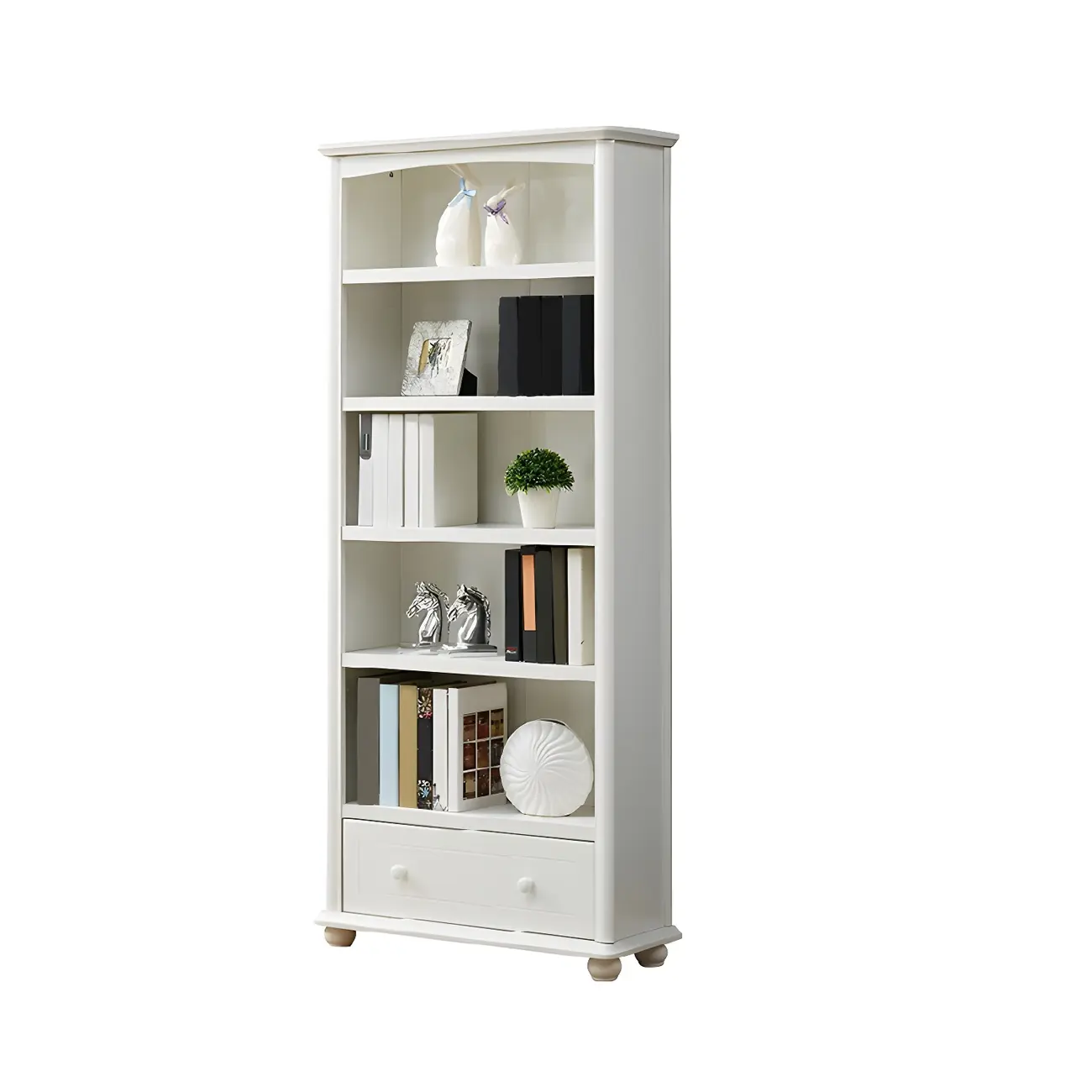Modern White Wooden Bookcase with Storage for Home Office Image - 6 | homeyfad