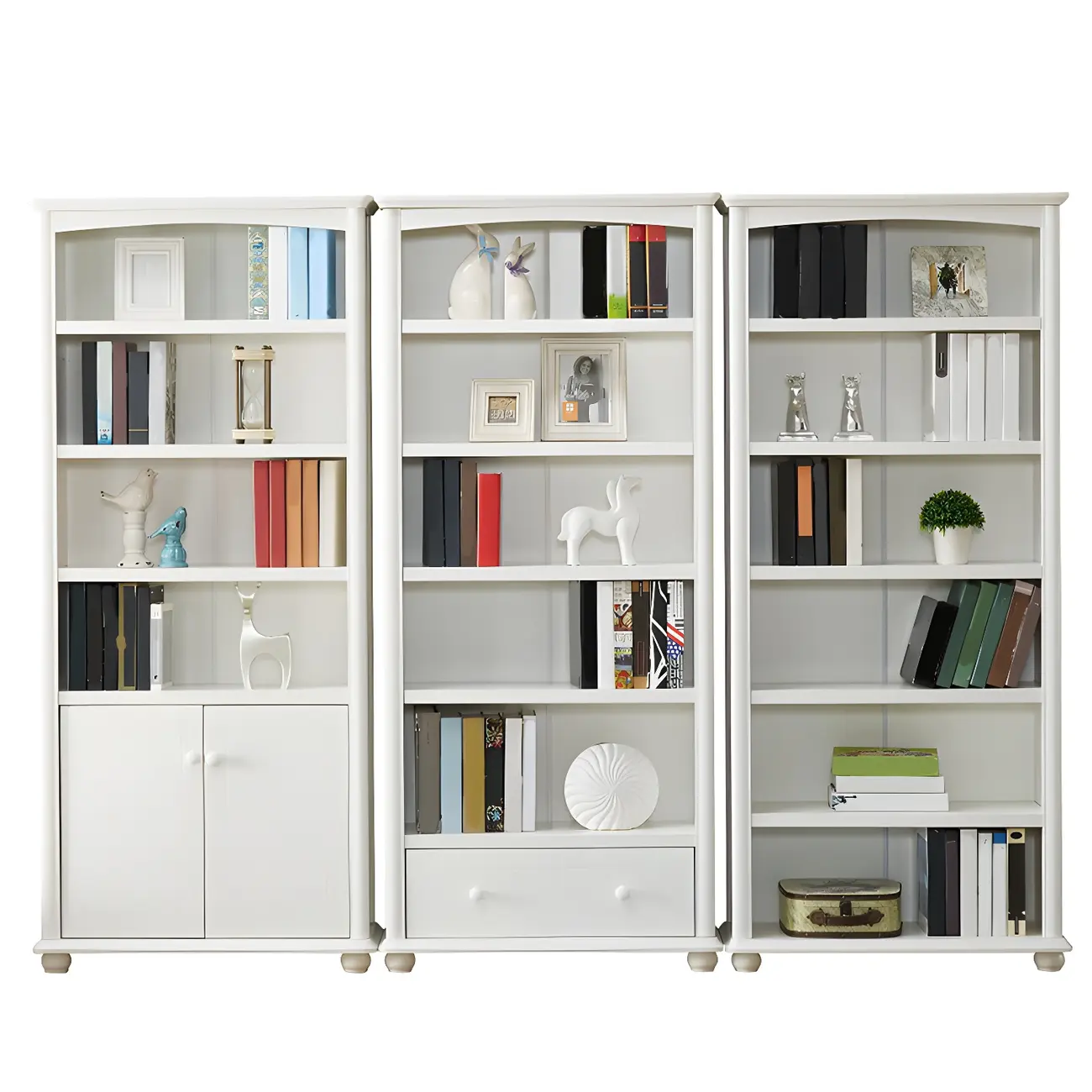 Modern White Wooden Bookcase with Storage for Home Office Image - 9 | homeyfad