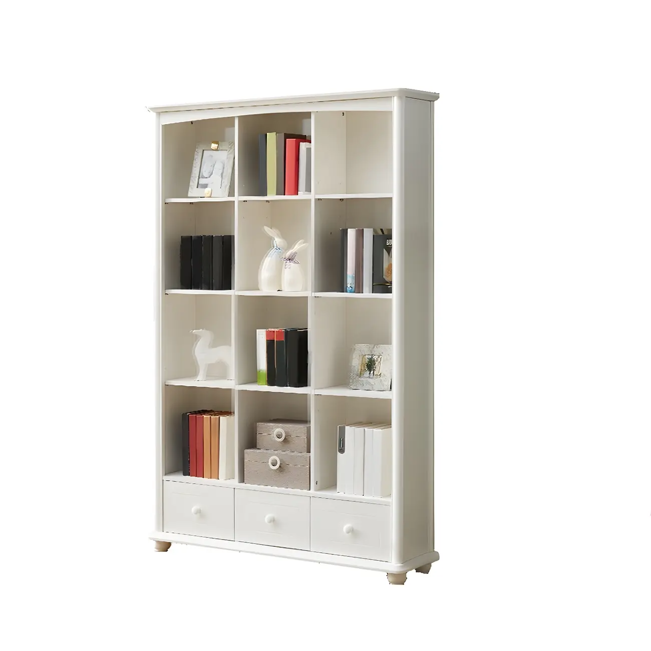 Modern White Wooden Bookcase with Storage for Home Office Image - 10 | homeyfad
