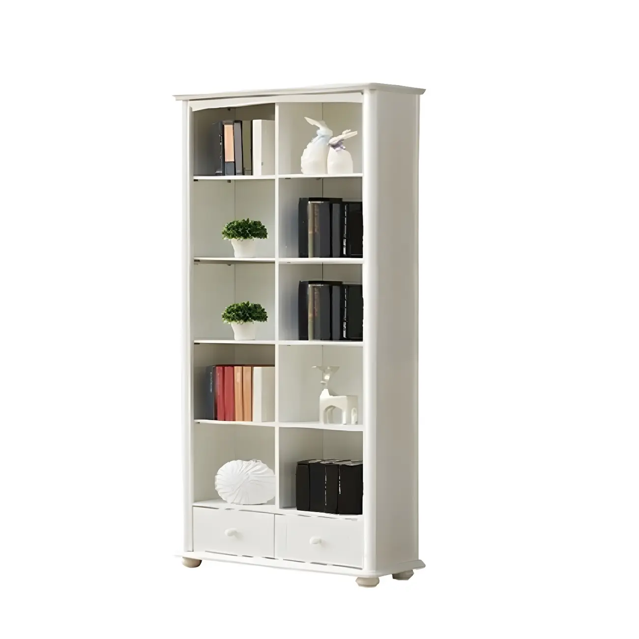 Modern White Wooden Bookcase with Storage for Home Office Image - 11 | homeyfad