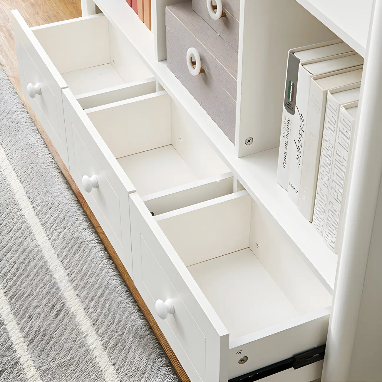 Modern White Wooden Bookcase with Storage for Home Office Image - 12 | homeyfad