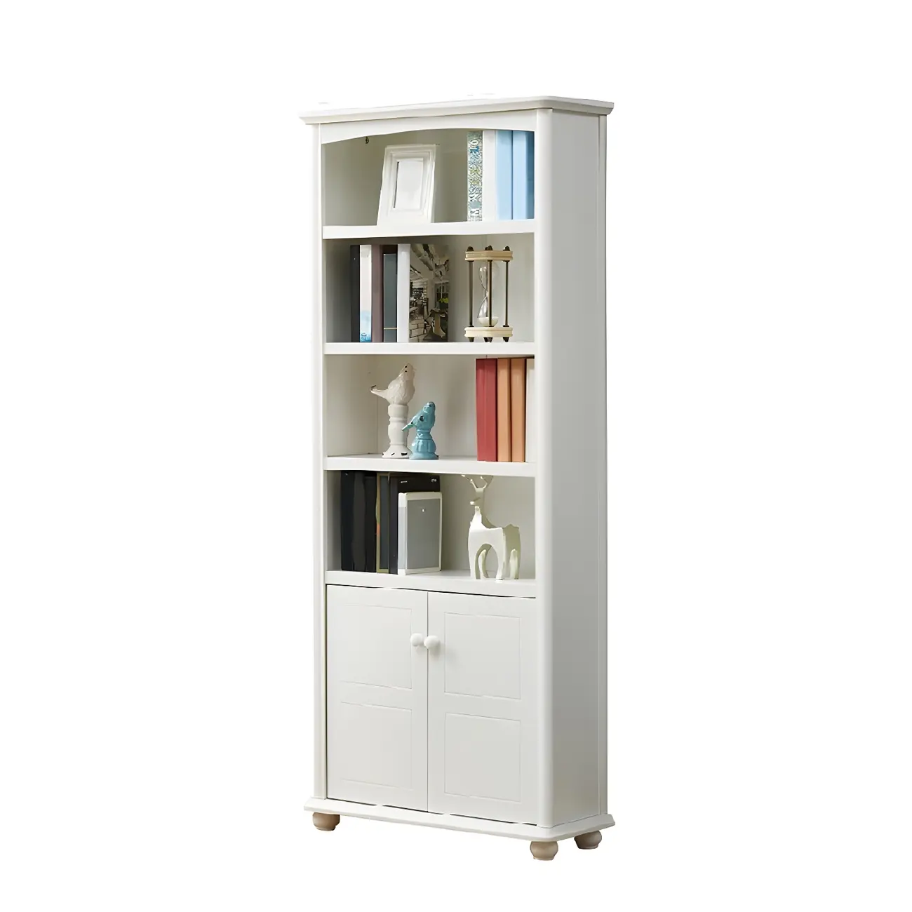 Modern White Wooden Bookcase with Storage for Home Office Image - 13 | homeyfad